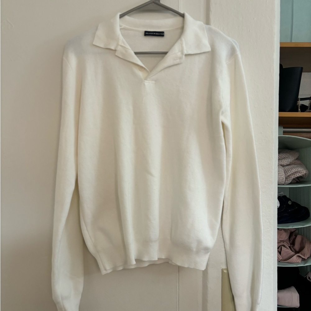 Brandy Melville White Camilla Polo-Neck Sweater NWOT